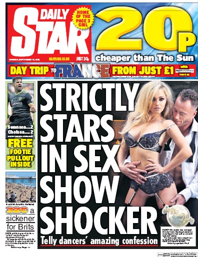 Daily Star Newspaper Front Page (UK) for 12 September 2016