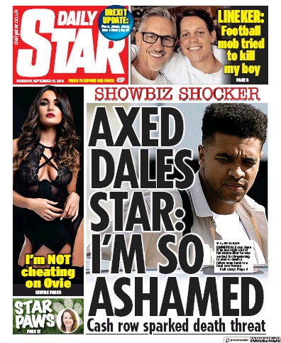 Daily Star Newspaper Front Page (UK) for 12 September 2019