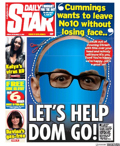 Daily Star Newspaper Front Page (UK) for 13 November 2020