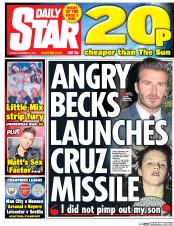 Daily Star (UK) Newspaper Front Page for 13 December 2016