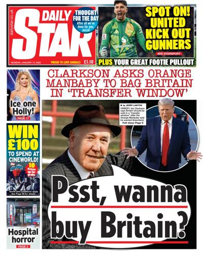 Daily Star Newspaper Front Page (UK) for 13 January 2025