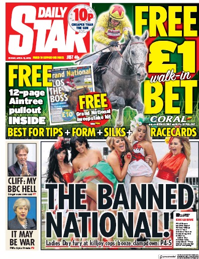 Daily Star Newspaper Front Page (UK) for 13 April 2018