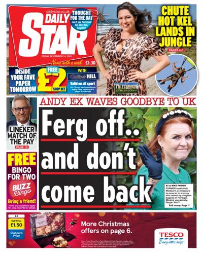 Daily Star Newspaper Front Page (UK) for 14 November 2025