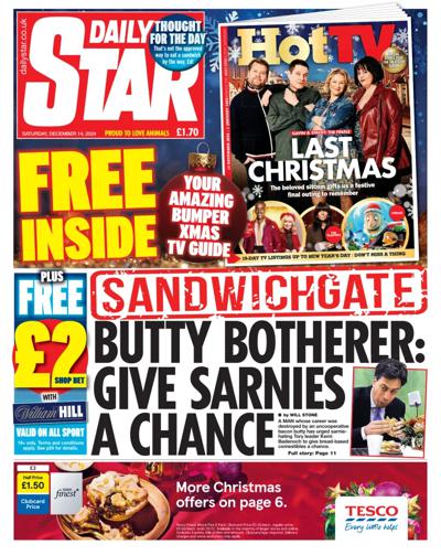 Daily Star Newspaper Front Page (UK) for 14 December 2024