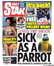 Daily Star (UK) Newspaper Front Page for 14 September 2020