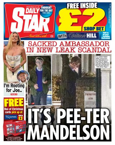 Daily Star Newspaper Front Page (UK) for 15 November 2025