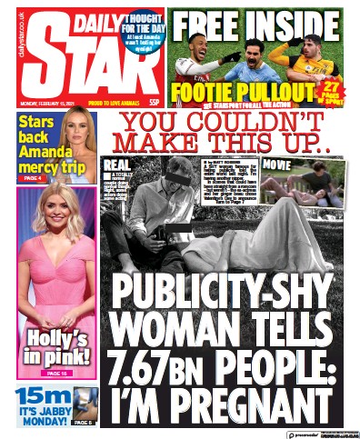 Daily Star Newspaper Front Page (UK) for 15 February 2021