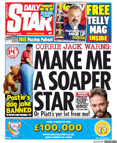 Daily Star Newspaper Front Page (UK) for 16 May 2020