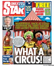 Daily Star (UK) Newspaper Front Page for 16 September 2020