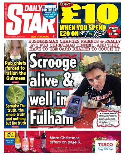 Daily Star Newspaper Front Page (UK) for 17 December 2024