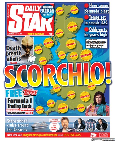 Daily Star Newspaper Front Page (UK) for 17 July 2021