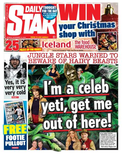 Daily Star Newspaper Front Page (UK) for 18 November 2024