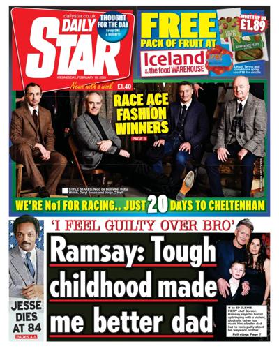 Daily Star Newspaper Front Page (UK) for 18 February 2026