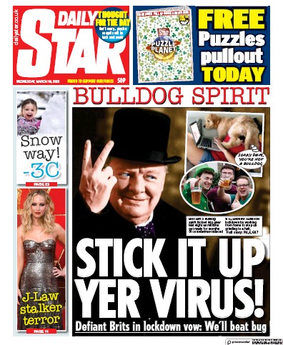 Daily Star Newspaper Front Page (UK) for 18 March 2020