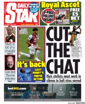 Daily Star (UK) Newspaper Front Page for 18 June 2020