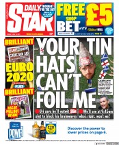 Daily Star (UK) Newspaper Front Page for 18 June 2021