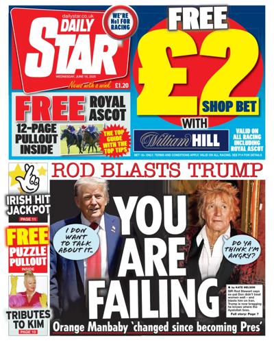Daily Star Newspaper Front Page (UK) for 18 June 2025