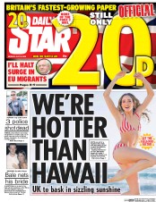 Daily Star (UK) Newspaper Front Page for 18 July 2016