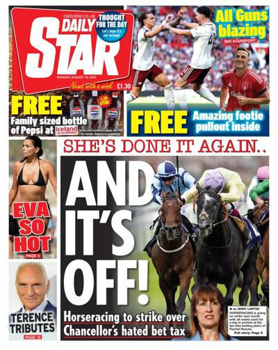 Daily Star Newspaper Front Page (UK) for 18 August 2025