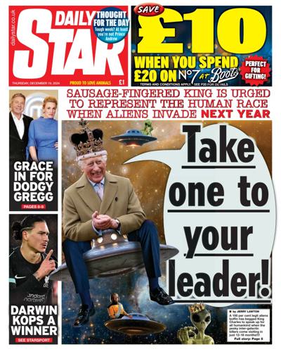 Daily Star Newspaper Front Page (UK) for 19 December 2024