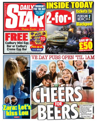 Daily Star Newspaper Front Page (UK) for 19 April 2025
