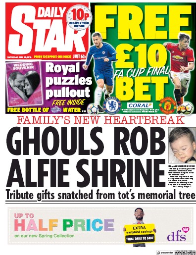 Daily Star Newspaper Front Page (UK) for 19 May 2018