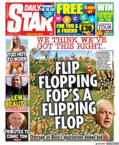 Daily Star (UK) Newspaper Front Page for 19 July 2021