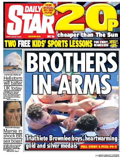 Daily Star Newspaper Front Page (UK) for 19 August 2016