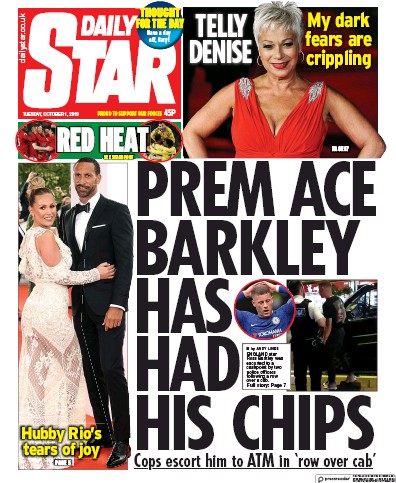 Daily Star Newspaper Front Page (UK) for 1 October 2019