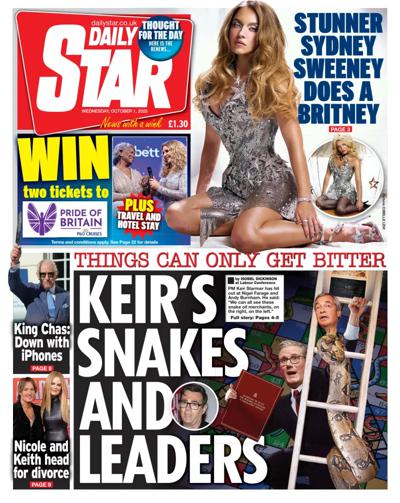 Daily Star Newspaper Front Page (UK) for 1 October 2025