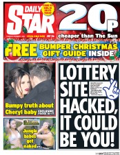 Daily Star (UK) Newspaper Front Page for 1 December 2016