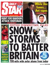 Daily Star (UK) Newspaper Front Page for 1 April 2019