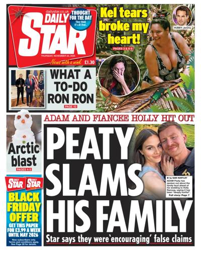 Daily Star Newspaper Front Page (UK) for 20 November 2025