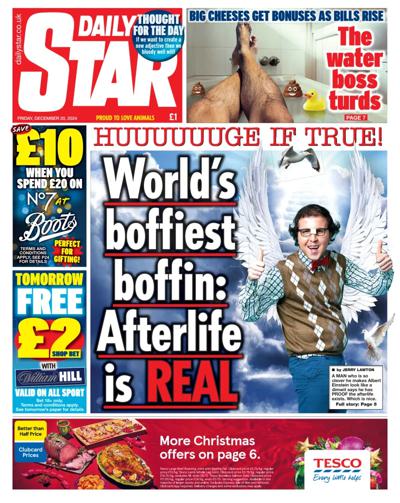 Daily Star Newspaper Front Page (UK) for 20 December 2024