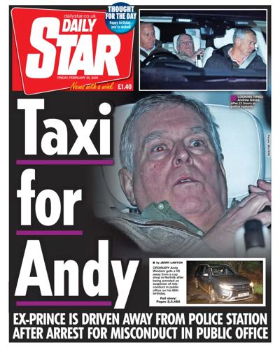 Daily Star Newspaper Front Page (UK) for 20 February 2026