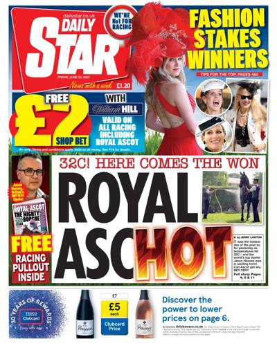 Daily Star Newspaper Front Page (UK) for 20 June 2025