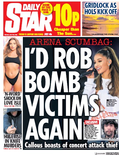 Daily Star Newspaper Front Page (UK) for 20 July 2018