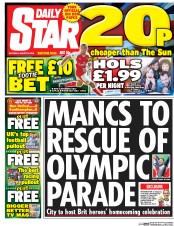 Daily Star (UK) Newspaper Front Page for 20 August 2016