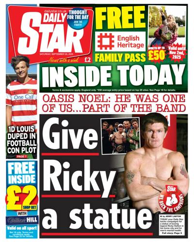 Daily Star Newspaper Front Page (UK) for 20 September 2025