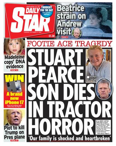 Daily Star Newspaper Front Page (UK) for 21 October 2025