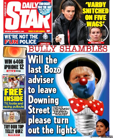 Daily Star Newspaper Front Page (UK) for 21 November 2020