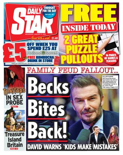 Daily Star Newspaper Front Page (UK) for 21 January 2026