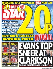 Daily Star (UK) Newspaper Front Page for 21 March 2016