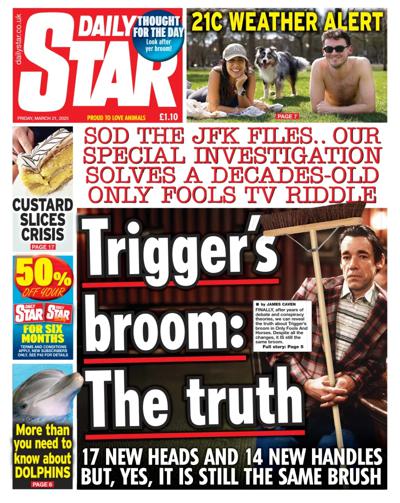 Daily Star Newspaper Front Page (UK) for 21 March 2025