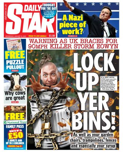 Daily Star Newspaper Front Page (UK) for 22 January 2025