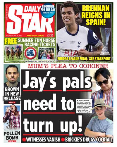 Daily Star Newspaper Front Page (UK) for 22 May 2025
