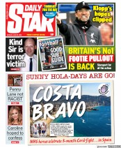 Daily Star (UK) Newspaper Front Page for 22 June 2020