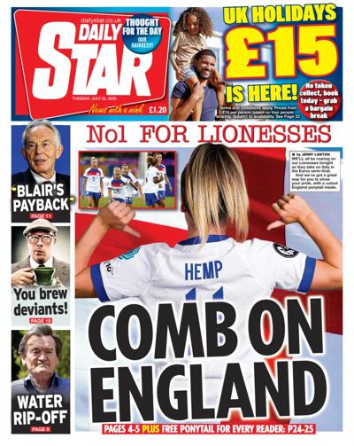 Daily Star Newspaper Front Page (UK) for 22 July 2025