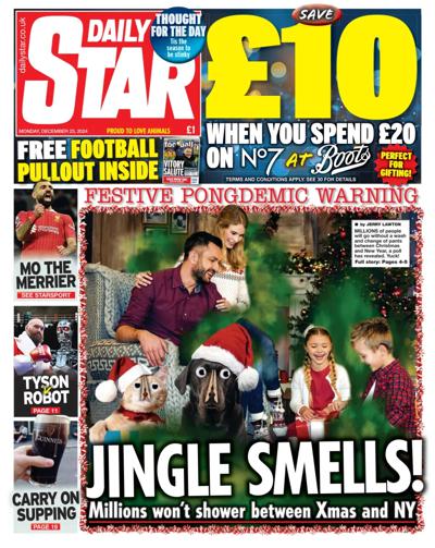 Daily Star Newspaper Front Page (UK) for 23 December 2024