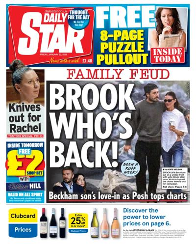 Daily Star Newspaper Front Page (UK) for 23 January 2026